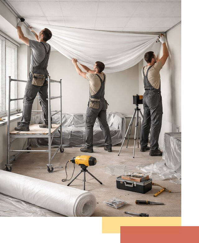 Монтаж натяжного потолка в офисе в Копейске