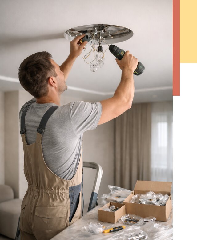 Установка люстры в натяжной потолок в Копейске от 1232 руб. | Быстро и недорого — ОТДЕЛОЧНИК-Кпс