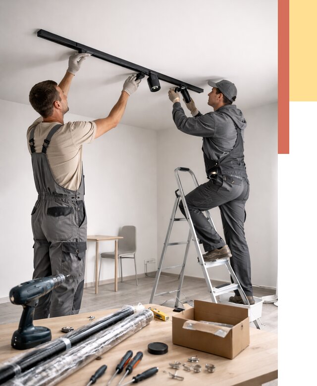 Установка трековых светильников в натяжной потолок в Копейске от 4310 руб. | ОТДЕЛОЧНИК-Кпс