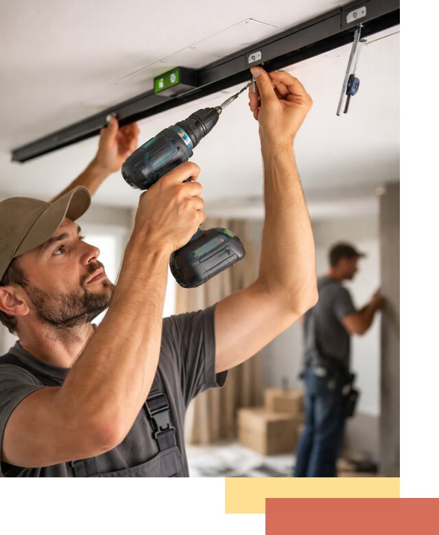 Установка трековых светильников в натяжной потолок в Копейске