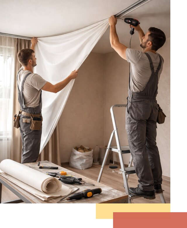 Замена полотна натяжного потолка в Копейске быстро и качественно