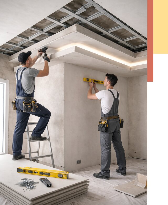 Двухуровневый потолок из гипсокартона в Копейске от 1488 руб. под ключ | ОТДЕЛОЧНИК-Кпс