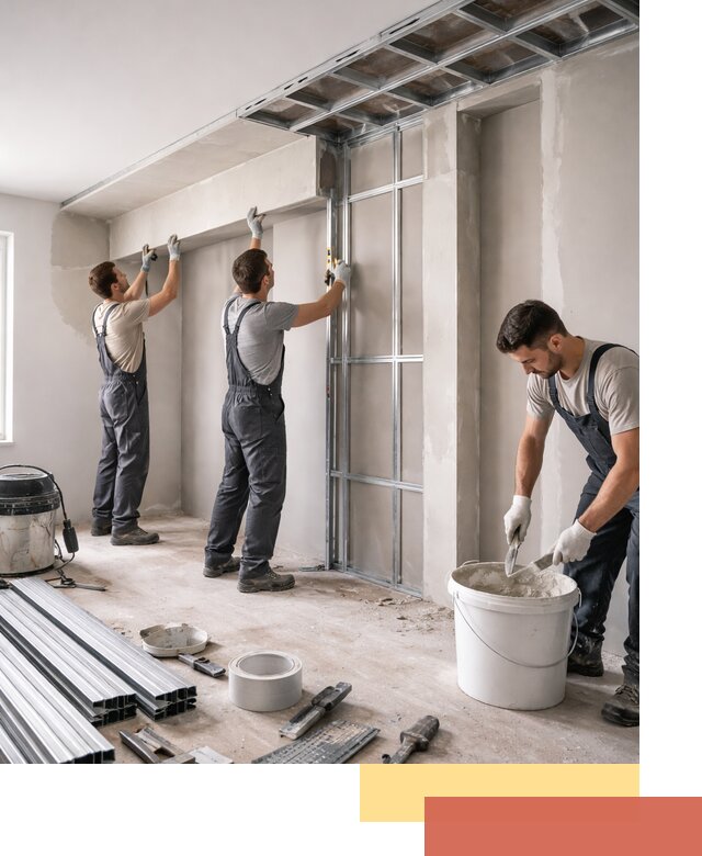 Монтаж потолка из гипсокартона с нишей в Копейске