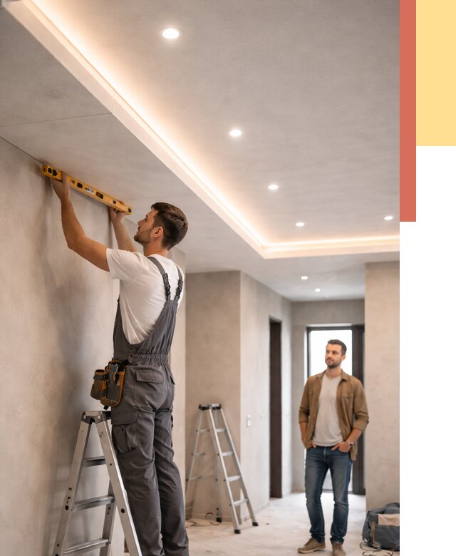 Потолок из гипсокартона с подсветкой в Копейске от 770 руб./м2 под ключ | ОТДЕЛОЧНИК-Кпс