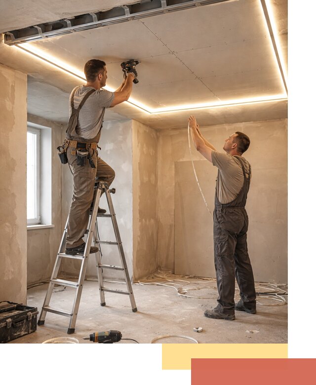 Потолок из гипсокартона с подсветкой в Копейске