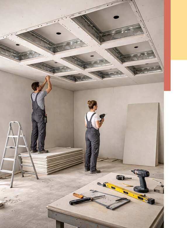 Кессонный потолок из гипсокартона в Копейске от 1899 руб. — монтаж и под ключ | ОТДЕЛОЧНИК-Кпс