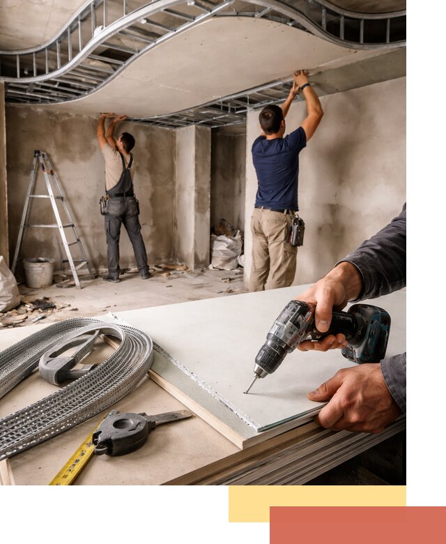 Криволинейный потолок из гипсокартона в Копейске — монтаж и отделка