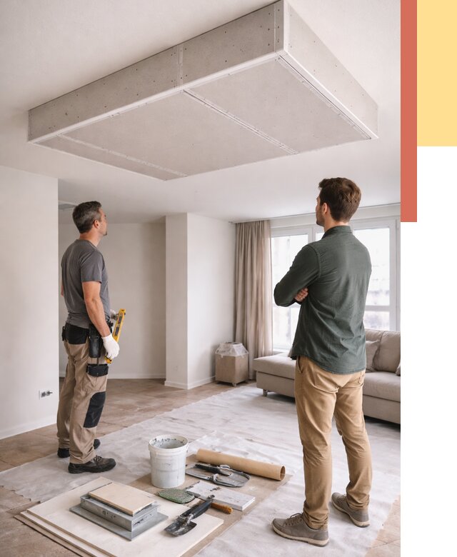 Короб на потолке из гипсокартона в Копейске от 2258 руб. — монтаж и услуги под ключ | ОТДЕЛОЧНИК-Кпс