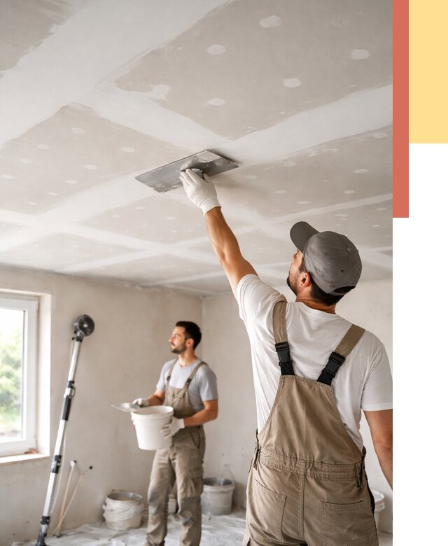 Шпаклевка потолка из гипсокартона в Копейске от 3284 руб./м2 — услуги под ключ | ОТДЕЛОЧНИК-Кпс