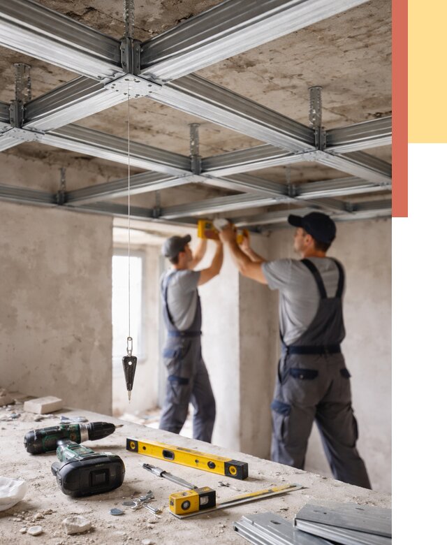 Монтаж каркаса потолка из профиля в Копейске от 4618 руб. — услуги ОТДЕЛОЧНИК-Кпс