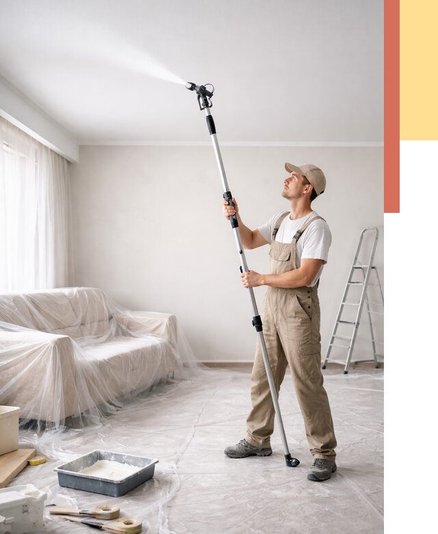 Покраска потолка краскопультом в Копейске от 4618 руб. быстро и недорого | ОТДЕЛОЧНИК-Кпс