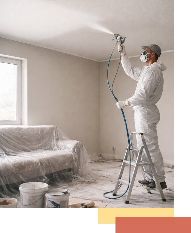 Покраска потолка краскопультом в Копейске быстро и качественно