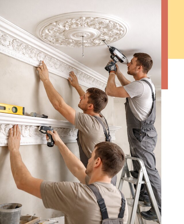 Монтаж лепнины на потолок в Копейске от 3284 руб. быстро и недорого | ОТДЕЛОЧНИК-Кпс